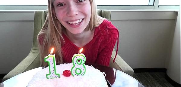  She just turned 18 and is sucking dick on video